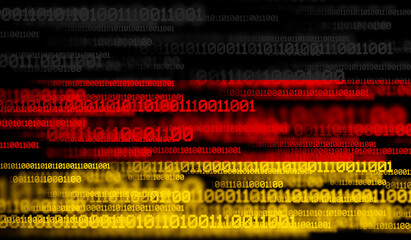 Flag of Germany on binary code. Modern technology concept.
