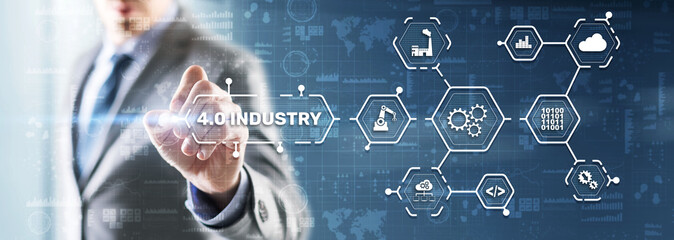 Wall Mural - industry 4.0 - the fourth industrial revolution. business technology concept