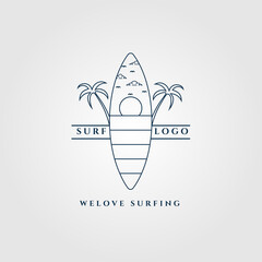 Wall Mural - surfing logo line art, icon and symbol vector illustration design