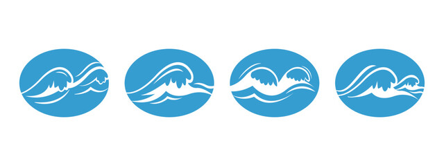 Wall Mural - Ocean wave icon set design template vector illustration