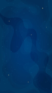 Abstract starlight universe background vector illustration. Flat style vertical stellar universe backdrop with abstract sparkling star systems on blue color background for astrology graphic concept.