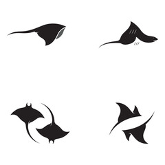 marine animal stingray or batoidea logo design. with template vector illustration.