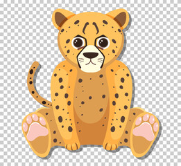 Sticker - Cute cheetah in flat cartoon style