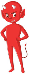 Sticker - Devil cartoon character on white background