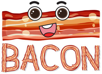 Wall Mural - Bacon logo design with bacon cartoon character
