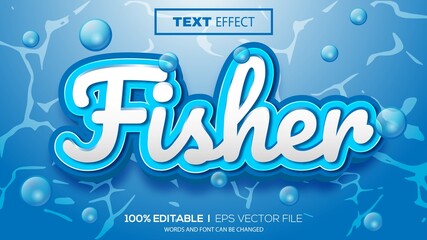 3d editable text effect fisher theme premium vector