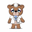 vector illustration of cute bear cartoon mascot being doctor