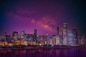 Wall Mural - Milky Way at night in autumn ,