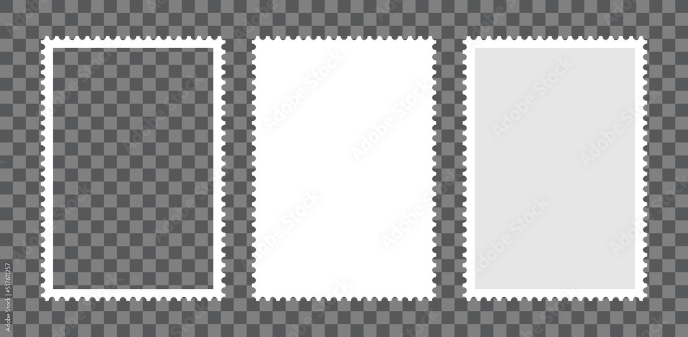 Postage stamp frames set. Empty border template for postcards and ...