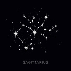 Wall Mural - Star constellation zodiac sagittarius line vector