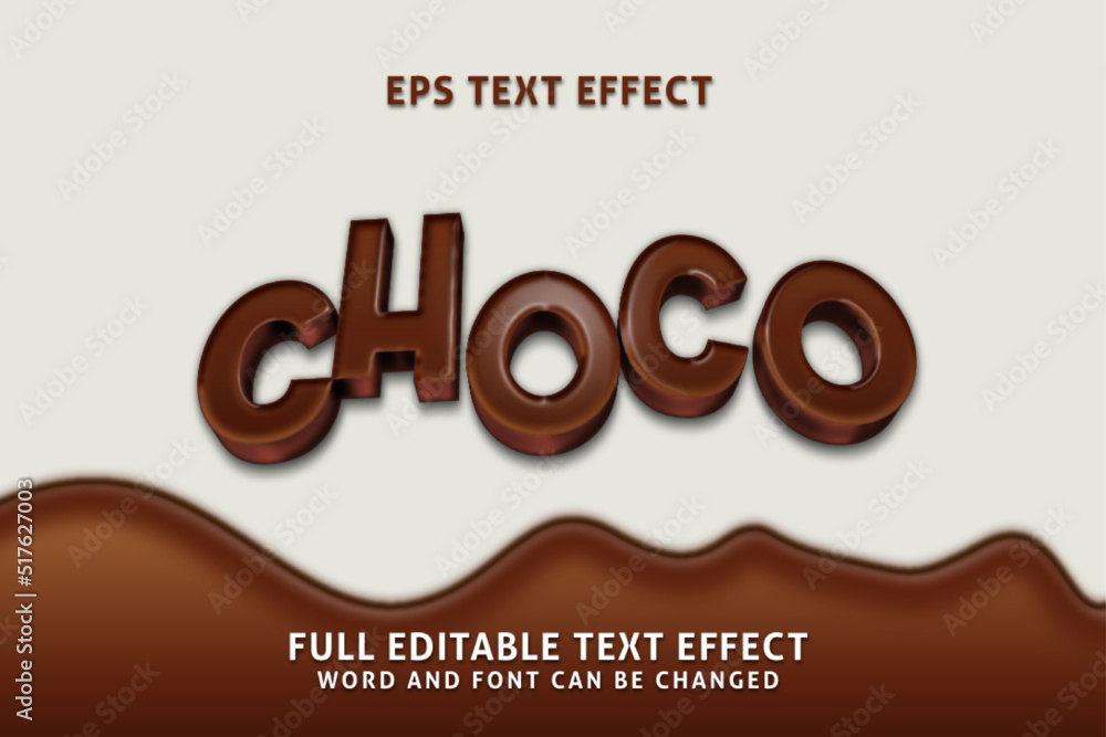 choco 3d realistic text effect premium vectors Stock Vector | Adobe Stock