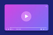 © Carkhe - Video player interface isolated on white background. Video streaming template. Mockup live stream window, player. Online broadcasting. Social media concept.
