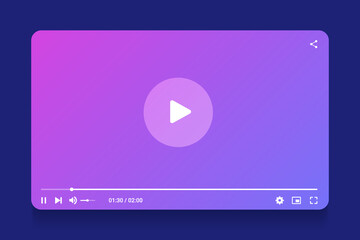 Leinwandbilder - Video player interface isolated on white background. Video streaming template. Mockup live stream window, player. Online broadcasting. Social media concept.
