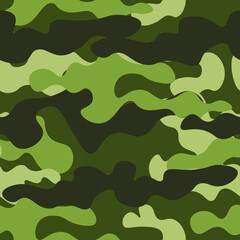 Wall Mural - Camouflage texture seamless pattern. Abstract modern military camouflage background for fabric and fashion textile print. Green color. vector illustration.