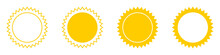 Sun Vector Icons. Sun Rays Yellow Color. Vector Illustration