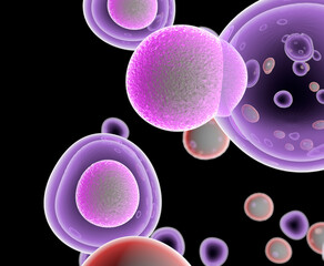 Wall Mural - t cells attacking cancer cells, 3d illustration