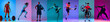 © master1305 - Sport collage of professional athletes posing isolated on gradient multicolored background in neon. Concept of motion, action, active lifestyle, achievements, challenges