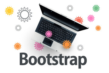 Wall Mural - laptop on word bootstrap. bootstrap css framework .