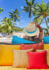 Poster - Détente sur plage d’Anse Possession, Praslin, Seychelles 