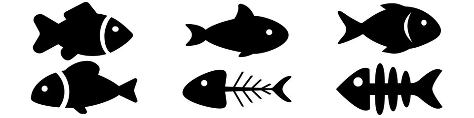 Poster - Fish icon vector set. Aqua illustration symbol collection. food symbol or logo.