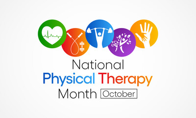 Wall Mural - Physical therapy month is observed every year in October, also known as physiotherapy, one of the healthcare professions provided by physical therapists who promote, maintain, or restore health.