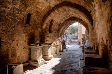 Wall Mural - Historical excavationas object in Lindos acropolis at Rhodes island in Greece