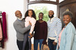 Image of happy multi generation african american posing in doors