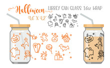 Printable Full Wrap For Libby Class Can. A Pattern With Helloween Symbols