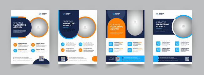 a bundle of 4 templates of a4 flyer, flyer template layout design. business flyer, brochure, magazin