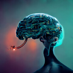 Poster - artificial neural network, digital illustration