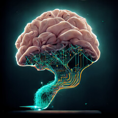 Wall Mural - artificial neural network, digital illustration