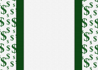 Wall Mural - Money border with green dollar sign on white