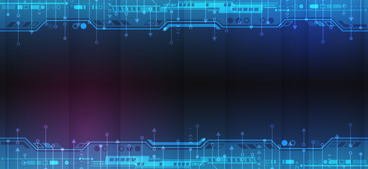 Wide Cyber security internet and networking concept. Hi-tech vector illustration with various technology elements. Abstract global sci fi concept. Digital internet communication on blue background.