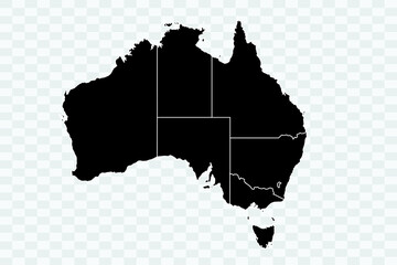 Australia Map black Color on White Background quality files Png