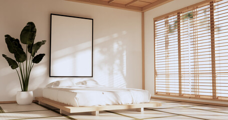 Wall Mural - Modern peaceful Bedroom. japan style bedroom.3D rendering