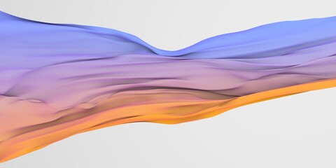 Wall Mural - Abstract gradient blue-orange background with fabric flying. Fashion background. 3D render