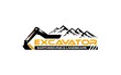 Illustration vector graphic of excavator construction, excavator earthworks, and heavy equipment logo design template