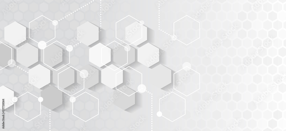 Abstract hexagons science on the grey background. Hi-tech digital ...