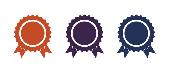 Wall Mural - set of round award badges with ribbons, flat design icons.