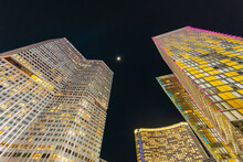 Illuminated Modern Skyscrapers In Las Vegas At Night