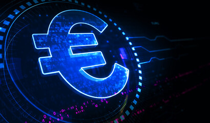 Poster - Euro currency icon and EUR money symbol digital concept 3d illustration