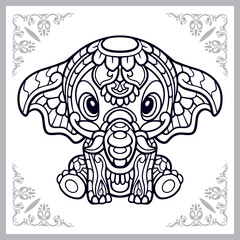 Elephant zentangle arts isolated on white background