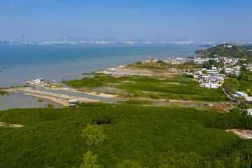 Poster - Top view of Hong Kong countryside Lau Fau Shan