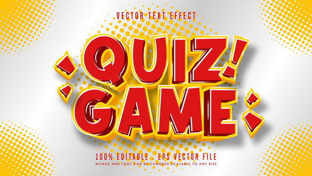 Quiz game 3d editable text effect font style, fun kids style 