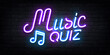 © comicsans - Vector realistic isolated neon sign of Music Quiz logo on the wall background.