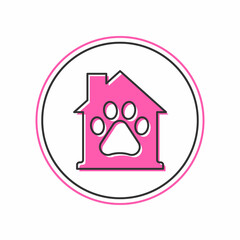 Sticker - Filled outline Pet house icon isolated on white background. Vector