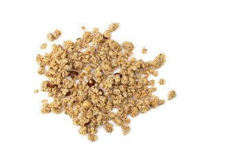 Wall Mural - heap of granola muesli isolated on white background