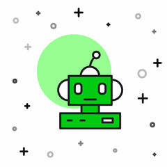 Sticker - Filled outline Robot toy icon isolated on white background. Vector