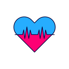 Sticker - Filled outline Heart rate icon isolated on white background. Heartbeat sign. Heart pulse icon. Cardiogram icon. Vector