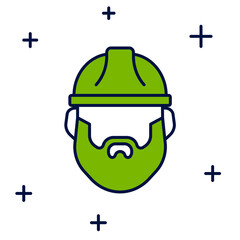 Poster - Filled outline Bearded lumberjack man icon isolated on white background. Vector